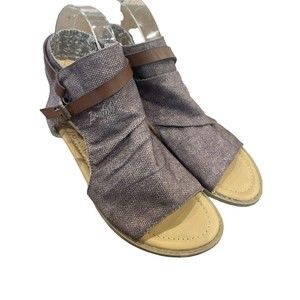 NEW Blowfish Malibu Womens Balla Wedge Sandal 10 Brown Canvas Stone Washed